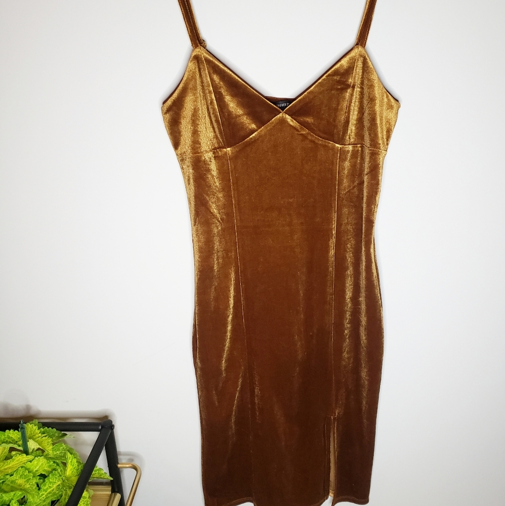 Suede Front Slit Dress